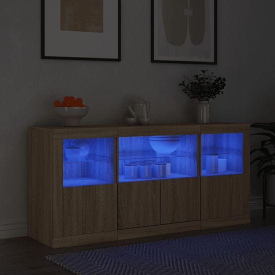 Greatstore Příborník s LED osvětlením dub sonoma 142,5 x 37 x 67 cm