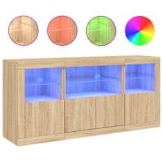 Vidaxl Příborník s LED osvětlením dub sonoma 142,5 x 37 x 67 cm