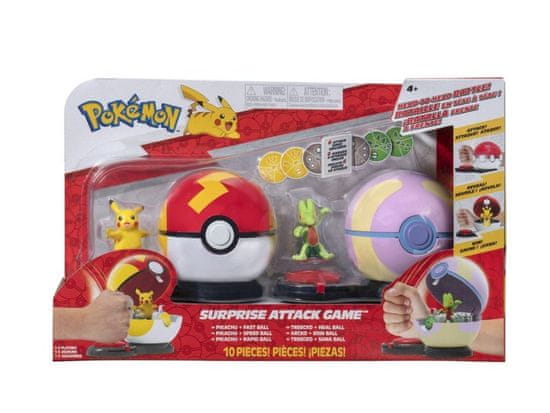 Jazwares Pokémon Surprise Attack Game Pikachu with Fast Ball vs. Treecko with Heal Ball