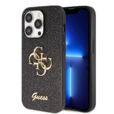 Guess  PU Fixed Glitter 4G Metal Logo Zadní Kryt pro iPhone 15 Pro Max Black