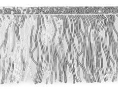 Kraftika 1m stříbrná flitrové třásně / prýmek šíře 15 cm
