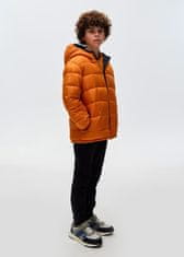 MAYORAL oboustranná bunda oranžovo černá s kapucí a kapsami, voděodolná Velikost: 8/128