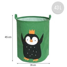 Tulimi Koš na hračky, bavlna, Penguin - zelený, 43 L