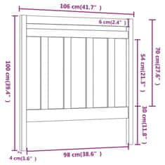 Vidaxl Čelo postele bílé 106 x 4 x 100 cm masivní borovice