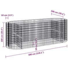 Vidaxl Gabionový vyvýšený záhon pozinkované železo 300 x 100 x 100 cm