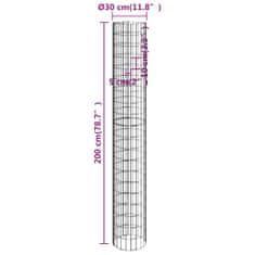 Vidaxl Kruhový gabionový sloupek pozinkovaná ocel Ø 30 x 200 cm