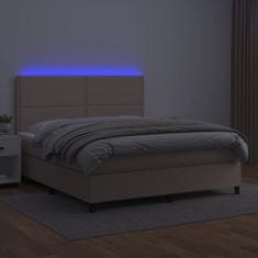 Greatstore Box spring postel matrace a LED cappuccino 140x190cm umělá kůže