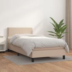 Vidaxl Box spring postel s matrací cappuccino 90x200 cm umělá kůže