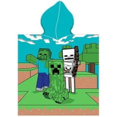 Carbotex Dětské plážové pončo - osuška s kapucí Minecraft - Alex a Steve