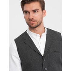 OMBRE Pánská obleková vesta s límcem V2 OM-BLZV-0109 grafitová MDN124326 S