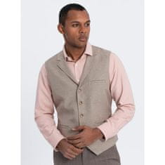 OMBRE Pánská obleková vesta s límcem V3 OM-BLZV-0109 béžová MDN124327 S