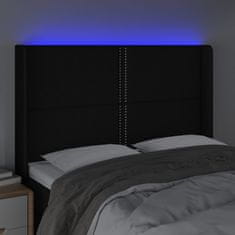 Vidaxl Čelo postele s LED černé 147 x 16 x 118/128 cm textil