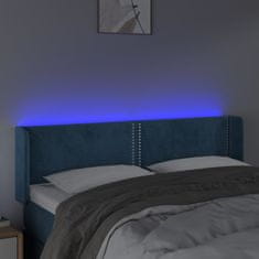 Vidaxl Čelo postele s LED tmavě modré 147 x 16 x 78/88 cm samet