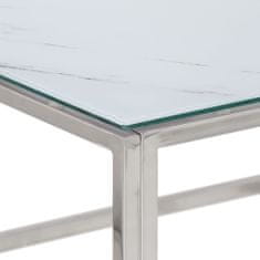 Greatstore Konferenční stolek stříbrný nerezová ocel a tvrzené sklo