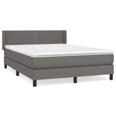 Vidaxl Box spring postel s matrací šedá 140 x 190 cm umělá kůže