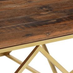 Greatstore Konferenční stolek zlatý nerezová ocel a pražcové dřevo