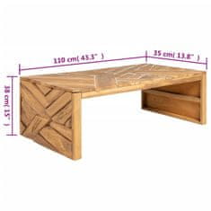 Vidaxl Konferenční stolek erozní masivní teak 110 x 35 x 38 cm