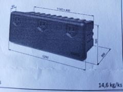 AM NOSIČE Přepravní box k nosiči na tažné, vel. 1250×520×500mm