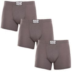 Styx 3PACK pánské boxerky long klasická guma tmavě šedé (3F1063) - velikost M