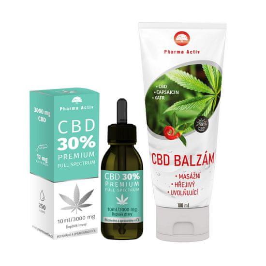 Pharma Activ CBD 30% PREMIUM 3000mg Full Spectrum 10ml + CBD balzám 100ml