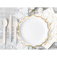 PartyDeco Papírové talíře bílo-zlaté 18,5cm, 6ks