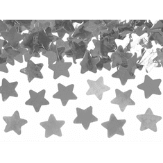 PartyDeco Konfety v tubě – hvězdy, stříbrné 40cm