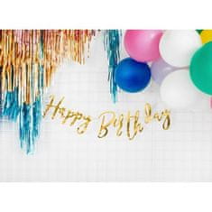 PartyDeco Baner Happy Birthday zlatý, 16,5 x 62 cm