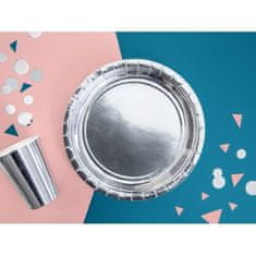 PartyDeco Papírové talíře stříbrné 23 cm, 6 ks