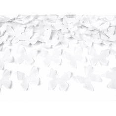 PartyDeco Konfety v tubě – bílé motýly, 80cm