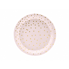PartyDeco Papírové talíře Puntíky světle růžové 18cm, 6ks
