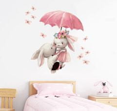 Tulimi Nálepky, dekorace na zeď - Králíčci s deštníkem