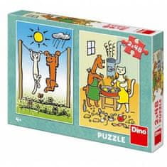 Dino Puzzle Pejsek a kočička, 2x48 dílků