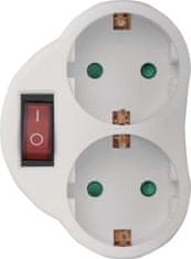 Emos Rozbočovací zásuvka SCHUKO 2× kulatá s vypínačem, bílá