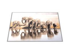 Glasdekor Skleněné prkénko s fotkou stádo slonů - Prkénko: 30x20cm