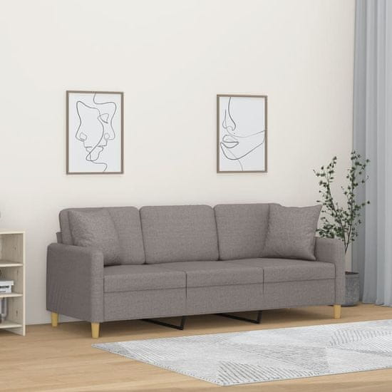 Greatstore 3místná pohovka s polštáři taupe 180 cm textil