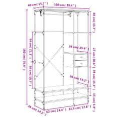 Vidaxl Stojan na oblečení se zásuvkami černý 100x40x180 cm kompozit