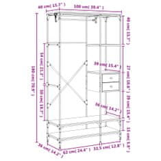 Petromila Stojan na oblečení se zásuvkami hnědý dub 100x40x180cm kompozit