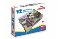 Dino Kostky kubus Mickey a Minnie Disney dřevo 12ks v krabičce 21x18x4cm