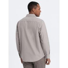 OMBRE Pánská košile REGULAR FIT s kapsami V1 OM-SHCS-0148 šedá MDN124357 M