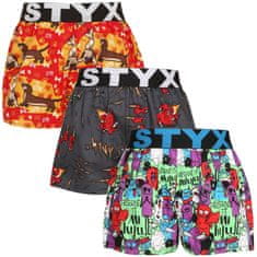 Styx 3PACK Dětské trenky art sportovní guma vícebarevné (3BJ15245) - velikost 12-14 let