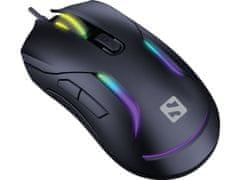 Sandberg LightFlow 6D Gamer Mouse, herní myš, 3600dpi, LED podsvícení, černá