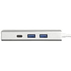 Hama USB Hub USB-C/ 2x USB, USB-C, Jack 3, 5mm - stříbrný