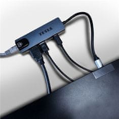 TESLA USB Hub Device MP80 5v1, USB-C/ 2x USB 3.0, USB-C, RJ45, HDMI - stříbrný