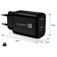 Connect IT Nabíječka do sítě Wanderer2 GaN, 1×USB-C + 1xUSB-A, 33W PD - černá