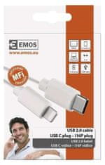 Emos USB kabel USB-C/ Lightning, MFi, 1 m - bílý