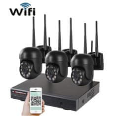 KAMERAK.cz Bezdrátový 3 kamerový set WiFi IP Pro WIP3-309C Black, 5MPx, PTZ, CZ menu