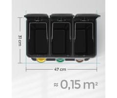 Songmics Odpadkový koš na tříděný odpad SONA 3v1 + 3x8 l černý