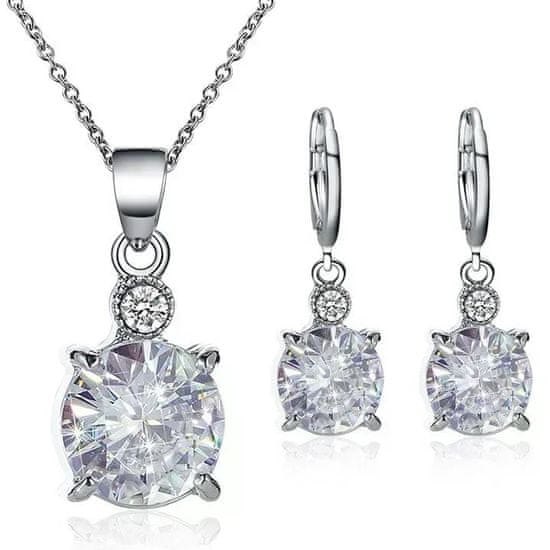 IZMAEL Set Round Crystal-Stříbrná KP29899