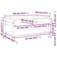 Greatstore Konferenční stolek kouřový dub 90 x 50 x 45 cm kompozitní dřevo