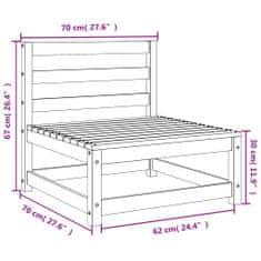 Greatstore Zahradní pohovky bez područek 3 ks 70x70x67 cm dřevo douglasky